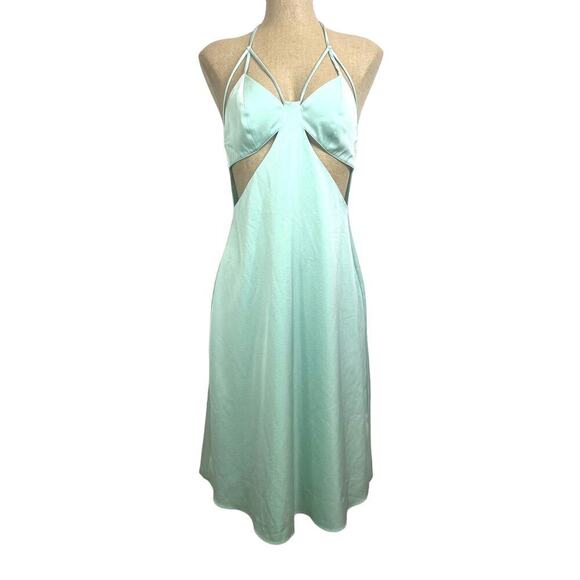 Samantha Sipos Mint Green Butterfly Halter Neck Slip Dress Size Small - Picture 1 of 10
